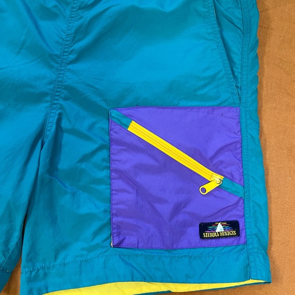 Vintage Sierra Design Trunks Mens L NYLON Swim Shorts Mesh Lined  Teal/Purple - Picture 3 of 8